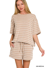 Load image into Gallery viewer, Z Rib Striped Tee &amp; Shorts Set