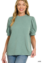 Load image into Gallery viewer, Z Rib Puff Sleeve Top