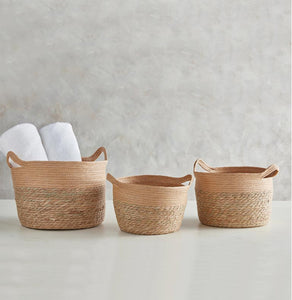 Tan Seagrass Baskets S/3