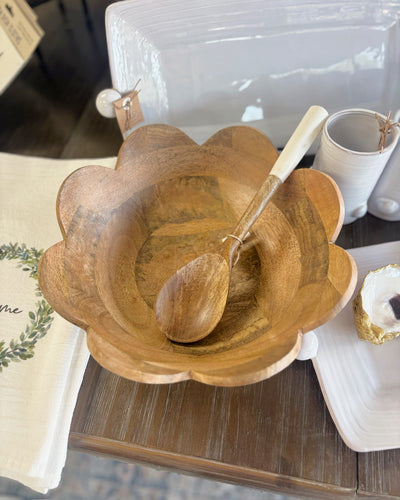 Wood Scallop Bowl with Server