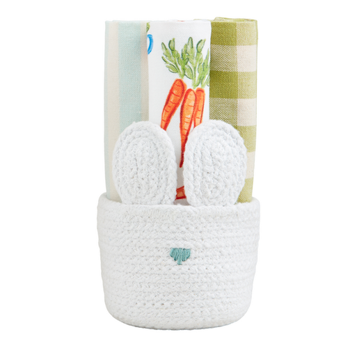 Blue Bunny Basket Towel Set