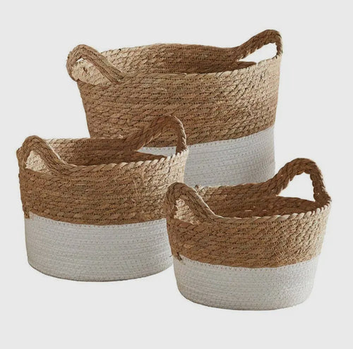 Short Cream Baskets Set/3