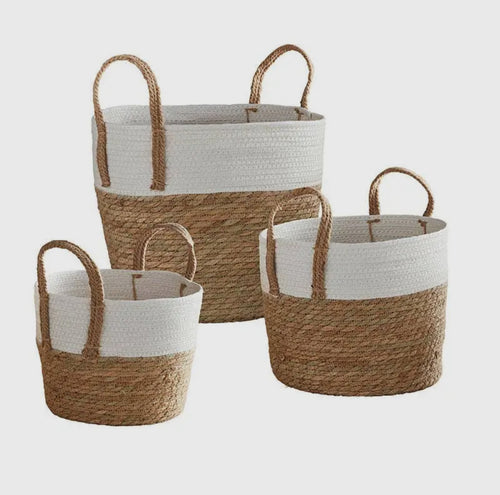 Tall Cream Baskets Set of 3
