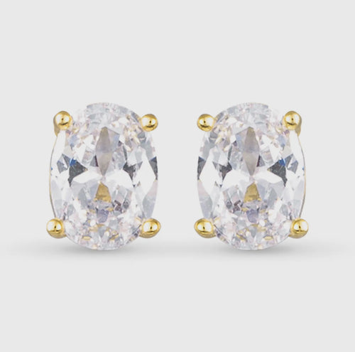 CZ Oval Stud Earring