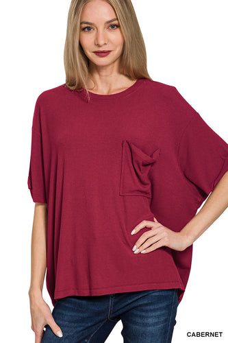 Z Oversized Ribbed Pocket Tee