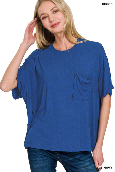 Z Oversized Ribbed Pocket Tee