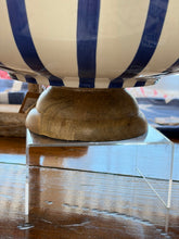 Load image into Gallery viewer, Blue Wood Pedestal Bowl