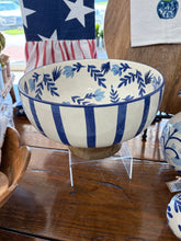 Load image into Gallery viewer, Blue Wood Pedestal Bowl