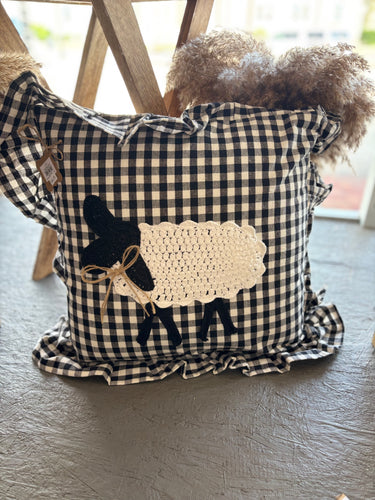 Gingham Crochet Pillow