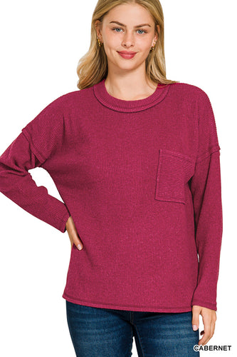 Z Ribbed Hacci Pocket Sweater