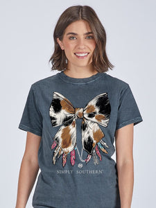 Simply Acid Wash Cow Bow Tee