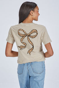 Simply Acid Wash Leo Bow Tee