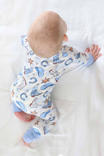 Load image into Gallery viewer, Rodeo Dreams Convertible Bamboo Zip Romper | Blue