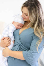Load image into Gallery viewer, Dusty Blue Bamboo Knit Maternity Robe