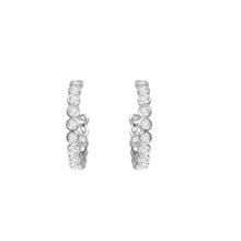 Load image into Gallery viewer, Bezel Set CZ Hoop Earrings