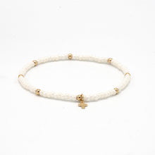 Load image into Gallery viewer, Luxe Cross Bracelet in PEARL WHITE