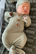Load image into Gallery viewer, Bamboo Baby Knot Gown &amp; Hat | Solid Moss