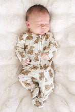Load image into Gallery viewer, Beary Sweet Bamboo Waffle Zipper Footie
