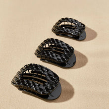 Load image into Gallery viewer, Flat Round Hair Clip | Small | Jet Black Quilted
