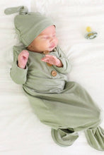 Load image into Gallery viewer, Bamboo Baby Knot Gown &amp; Hat | Solid Moss