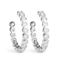 Load image into Gallery viewer, Bezel Set CZ Hoop Earrings
