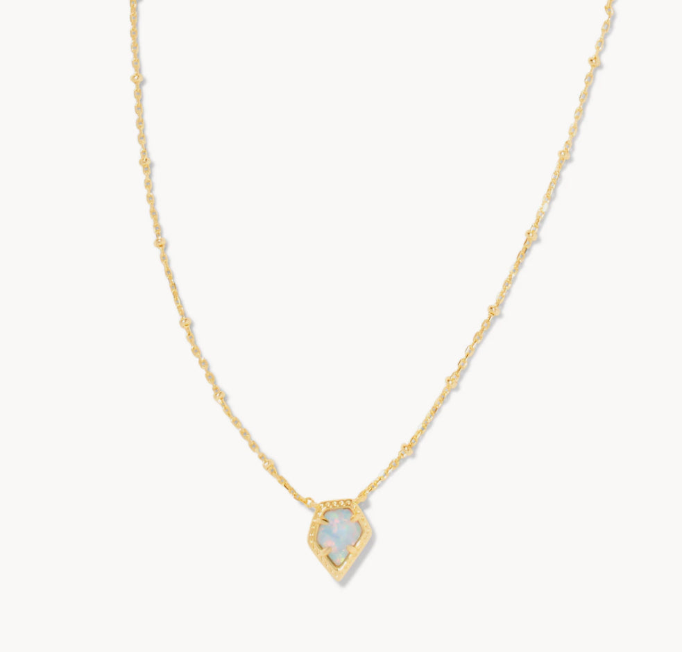 Framed Tess STLT Nck Gold Luster LT Blue Opal