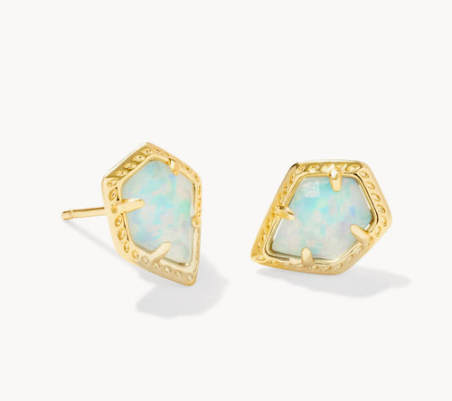 Tessa Stud Ear Gold LT Blue Opal