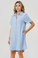 Load image into Gallery viewer, Ellie Collared Short Sleeve Shift Dress Lt Blue