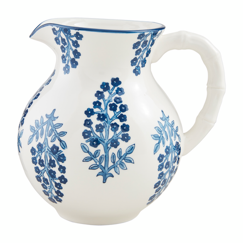 Blue Block Print Pitcher
