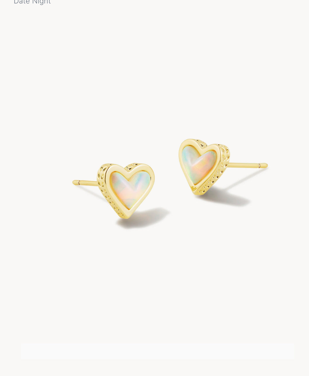 Framed Ari Heart Stud Earring Gold White Opalescent