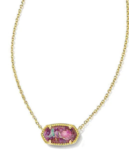 Elisa Short Pendant Necklace Gold Brz Vnd Purple Turq