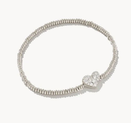 Ari Pave Crystal Heart Stretch Bracelet