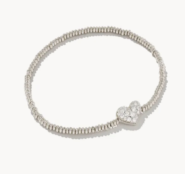 Ari Pave Crystal Heart Stretch Bracelet